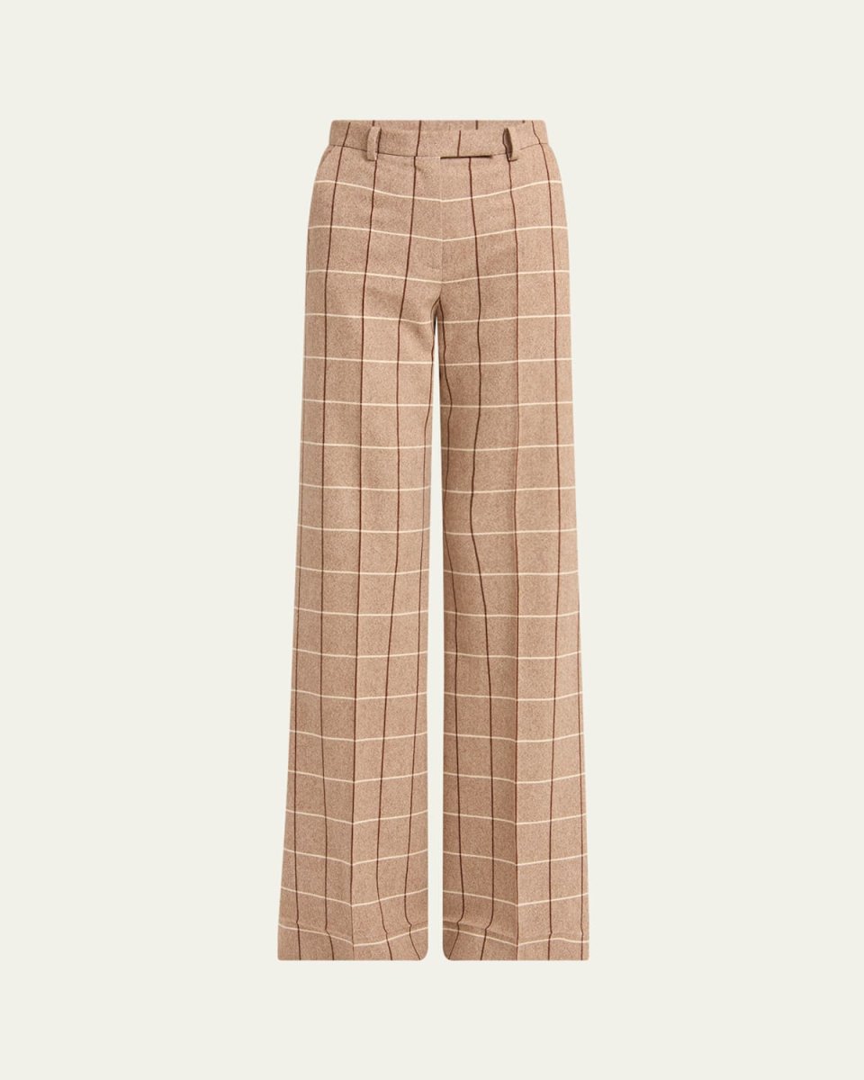 Check Wool Wide-Leg Pants